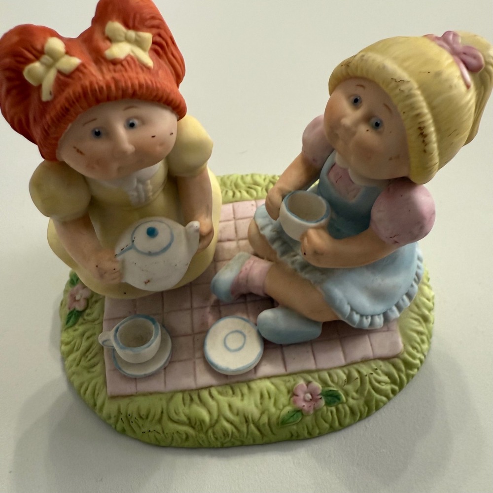 Vintage 1984 Cabbage Patch Kids Porcelain Figurine Tea Party Picnic Xavier Rober